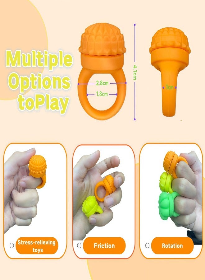 LWOGD Silicone Fidget Spinner for Stress Relief, Tactile Fidget Ring Set - 12 Texture Caps with Click Feature - Focus Aid for Work & Study - Random Color Delivery (3) - Image 3